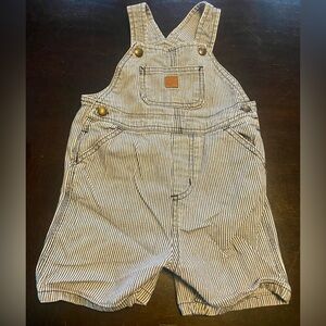 Adorable Carhartt Toddler Stripe Railroad Shortalls Bib Shorts Overalls size 2T